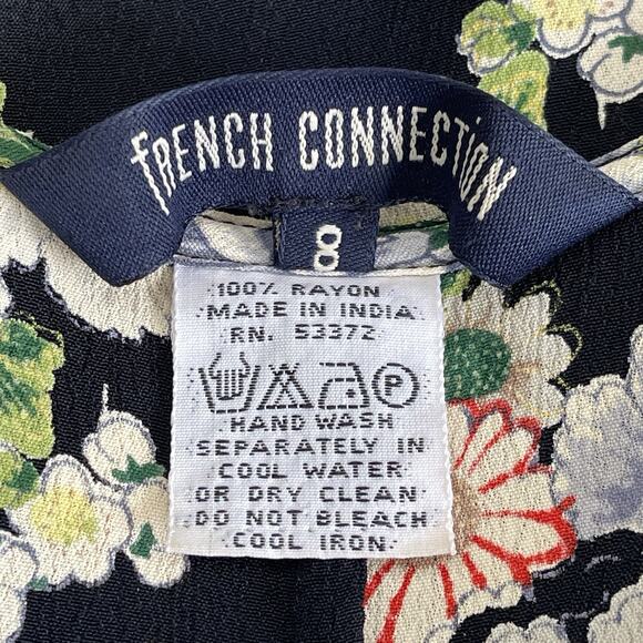 Vintage 90’s Rayon Sheath Maxi Dress Chrysanthemum Print French Connection, M - Picture 9 of 9